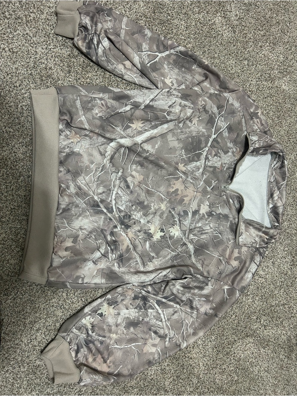 Camo Quarter-Zip Pullover Sweatshirt - Neutral Taupe Camo